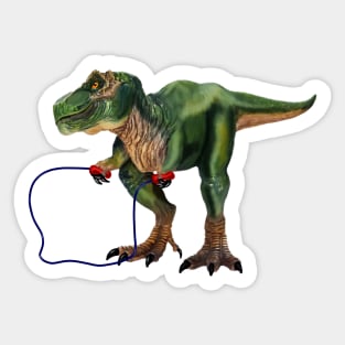 Funny T Rex Trying skipping rope, Sad Dinosaur Sticker